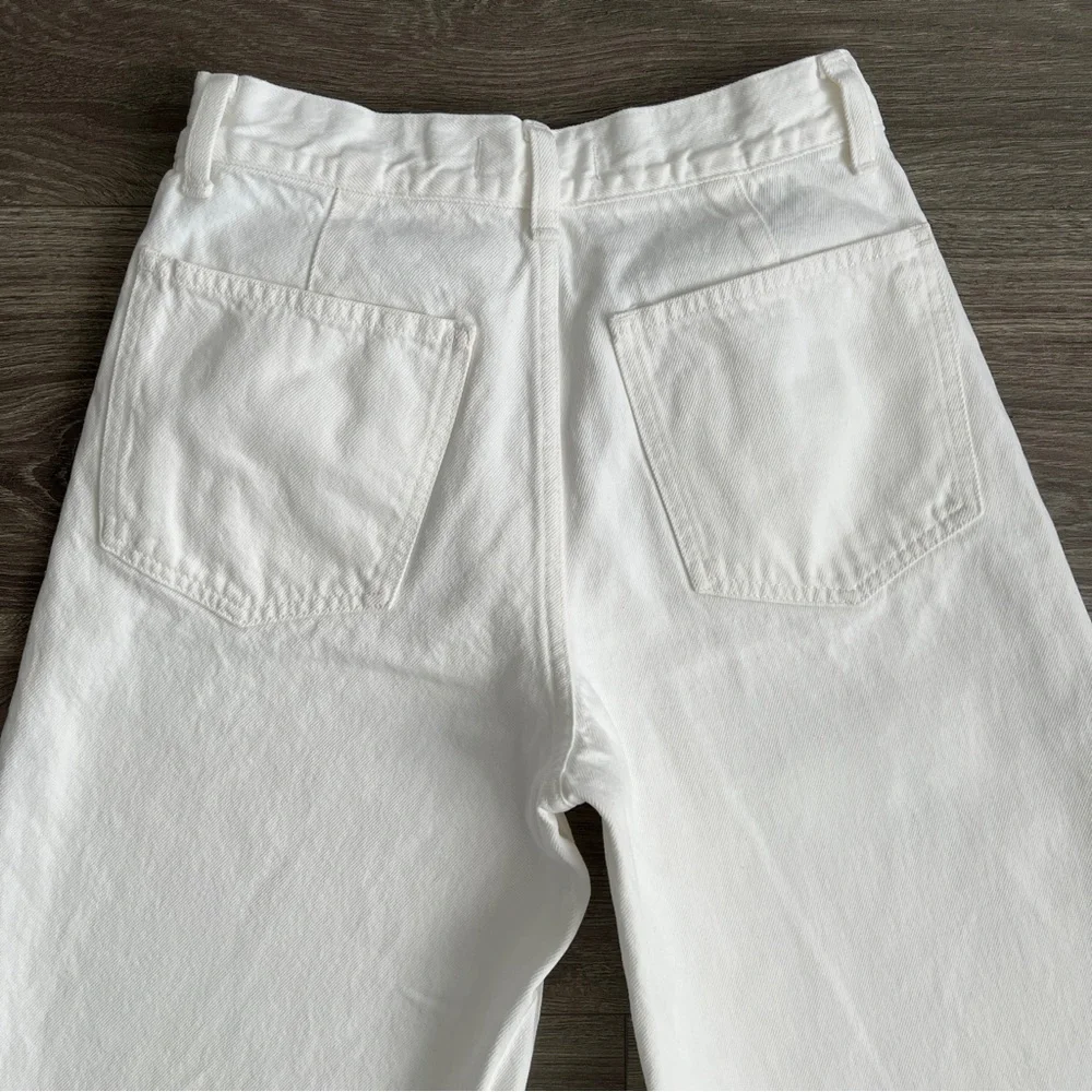 MADEWELL Denim Culottes Size 24 Pure White Wide Leg High Rise Relaxed Boho Retro